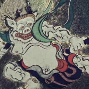 和紙の壁飾り　風神雷神